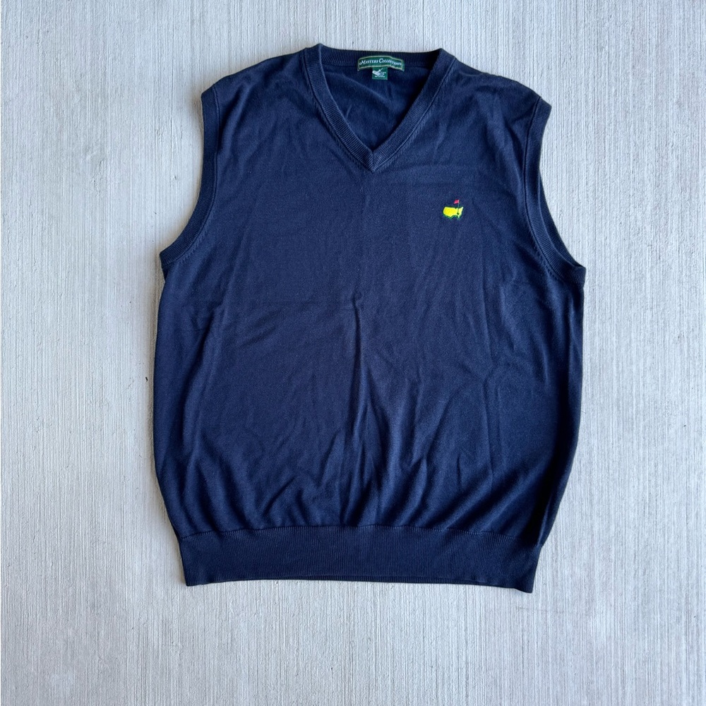 The Masters Collection V-Neck Pima Cotton Vest Mens Large Golf Embroidered Logo